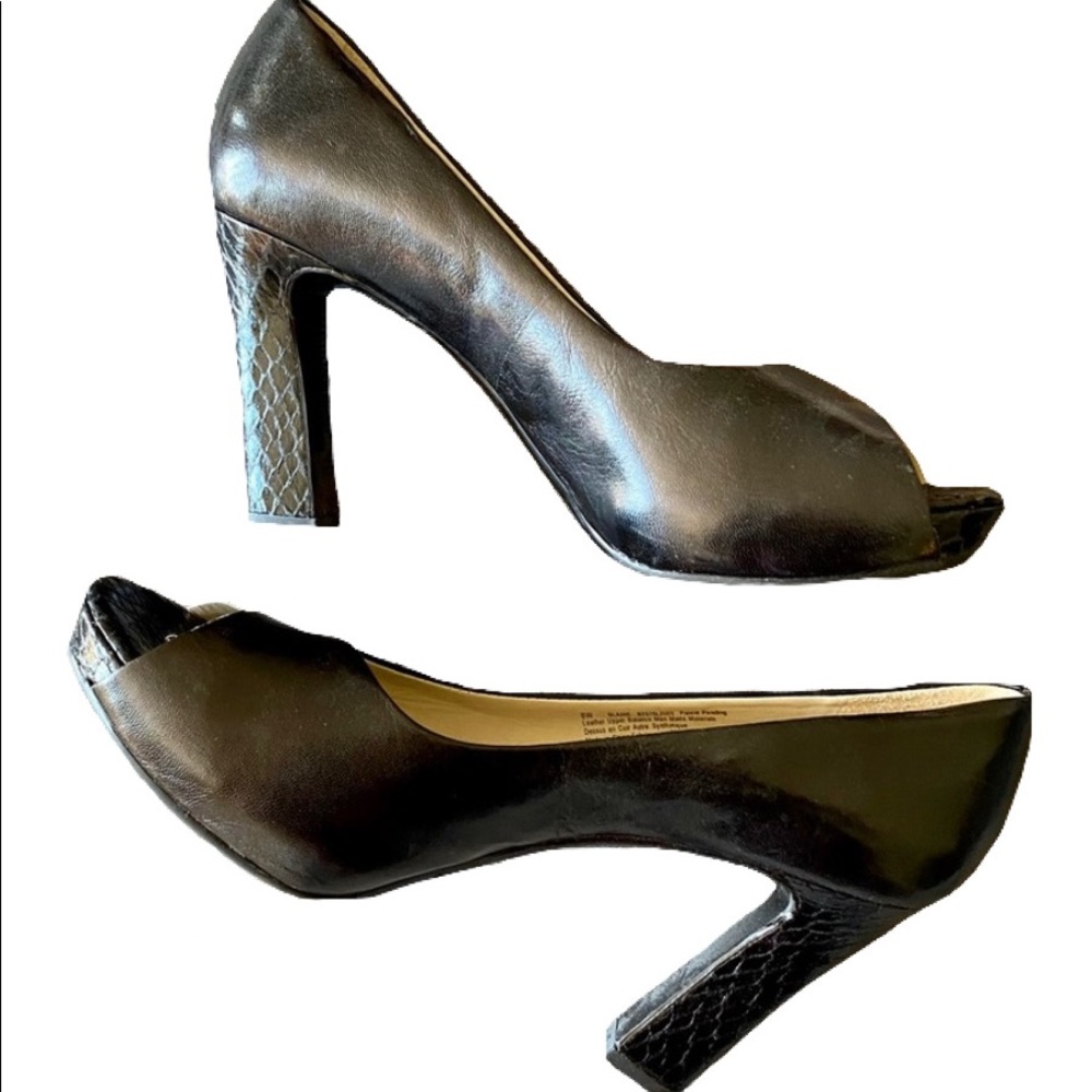 Naturalizer Peep-toe Snakeskin Black Heels